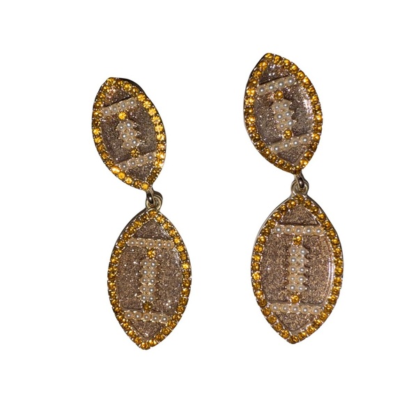 Piper K Dangly Sparkly Football Earrings Like New - Picture 3 of 4